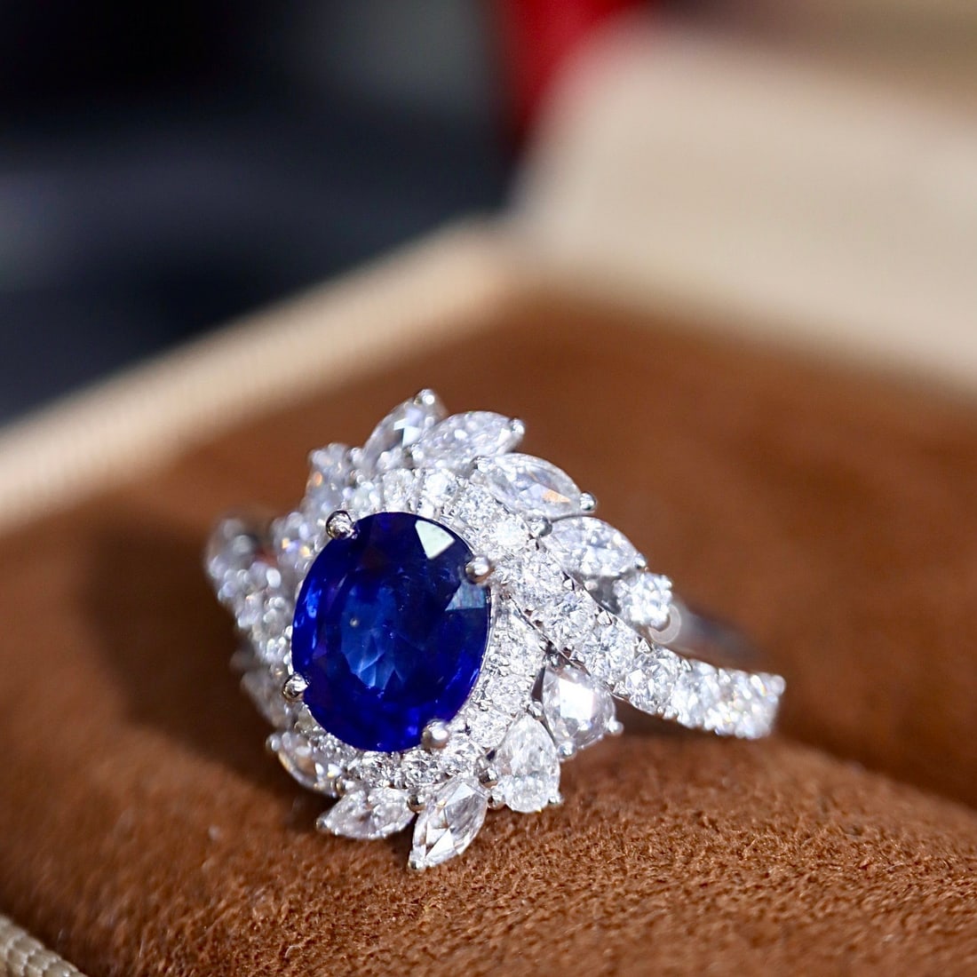 14k Gold 2.31 Ctw Natural Sapphire & Diamond Ring - 7