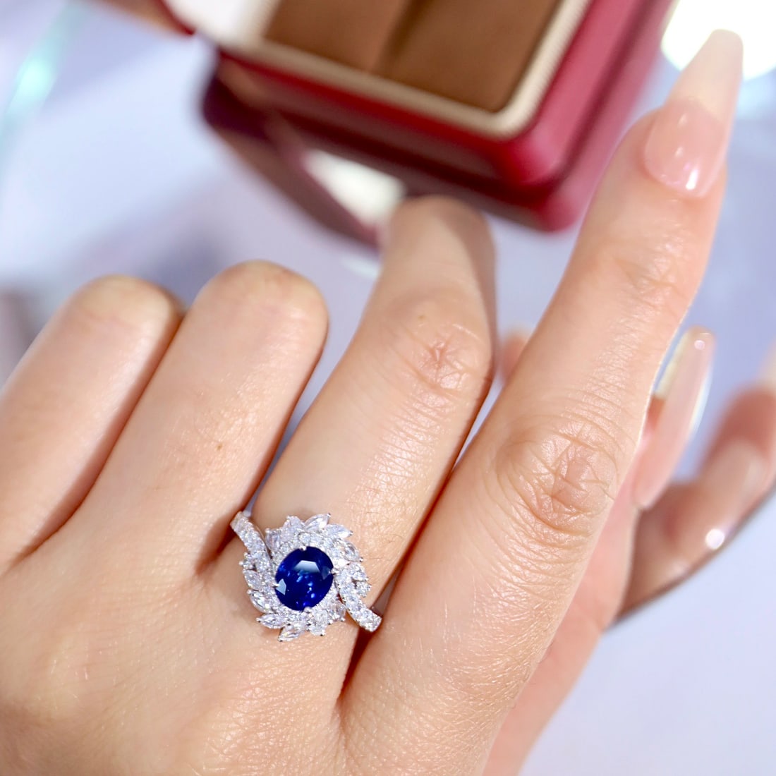 14k Gold 2.31 Ctw Natural Sapphire & Diamond Ring - 8