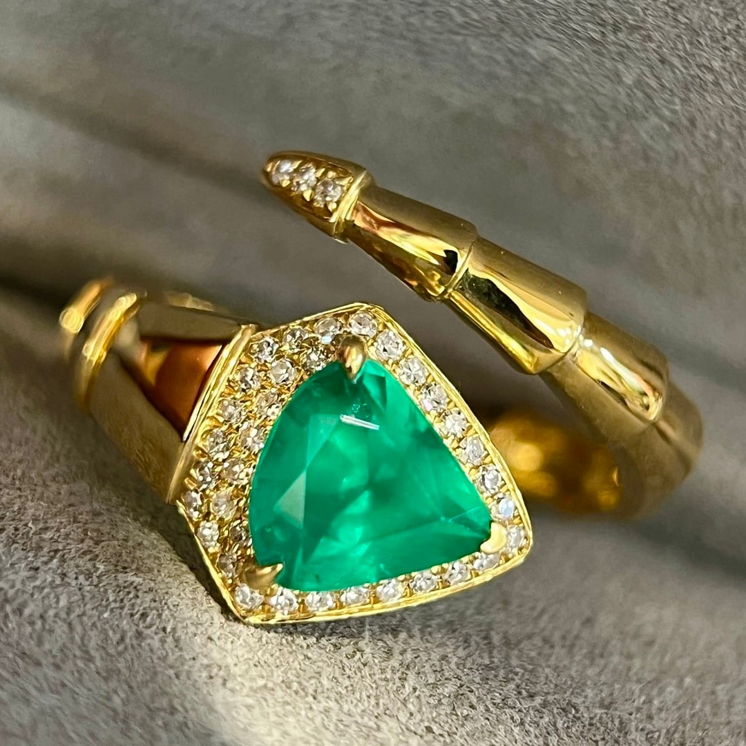 14k Gold 1.44 Ctw Natural Emerald & Diamond Ring - 5