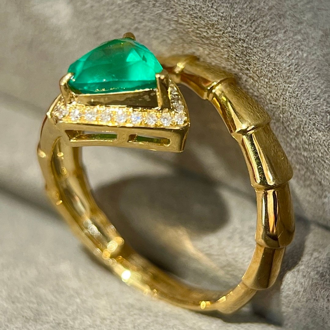 14k Gold 1.44 Ctw Natural Emerald & Diamond Ring - 6
