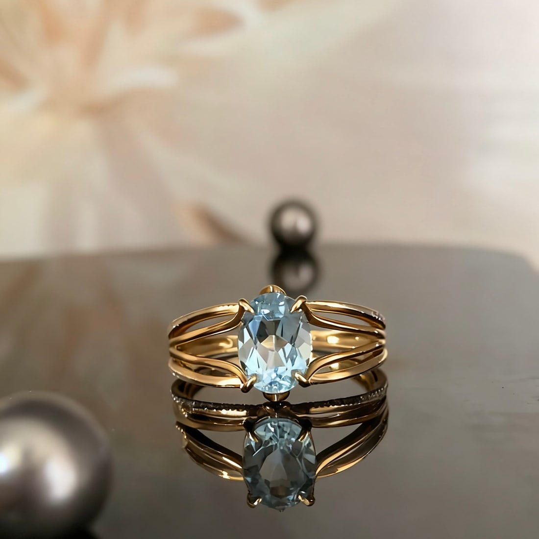 14k Gold 1.20 Ct Natural Aquamarine & Diamond Ring: Ref:231140137 // gold content:14k gold // ring size:7. 25us // // main gemstone:aquamarine // shape:oval // carat weight:1. 20ct // color:blue // treatment:natural // // adjacent gemstone 2 :