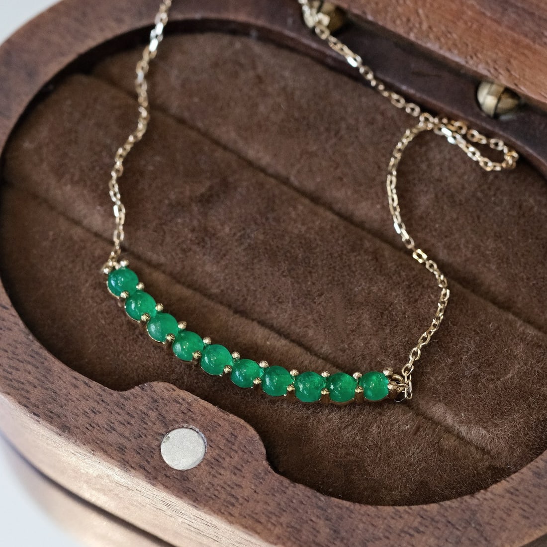 14k Gold 0.85 Ct Natural Emerald Necklace - 4