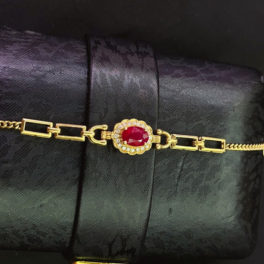 14k Gold 1.00 Ct Natural Ruby & Diamond Bracelet - 2
