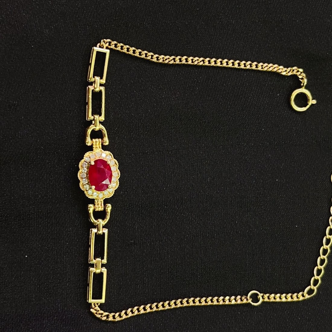 14k Gold 1.00 Ct Natural Ruby & Diamond Bracelet - 4