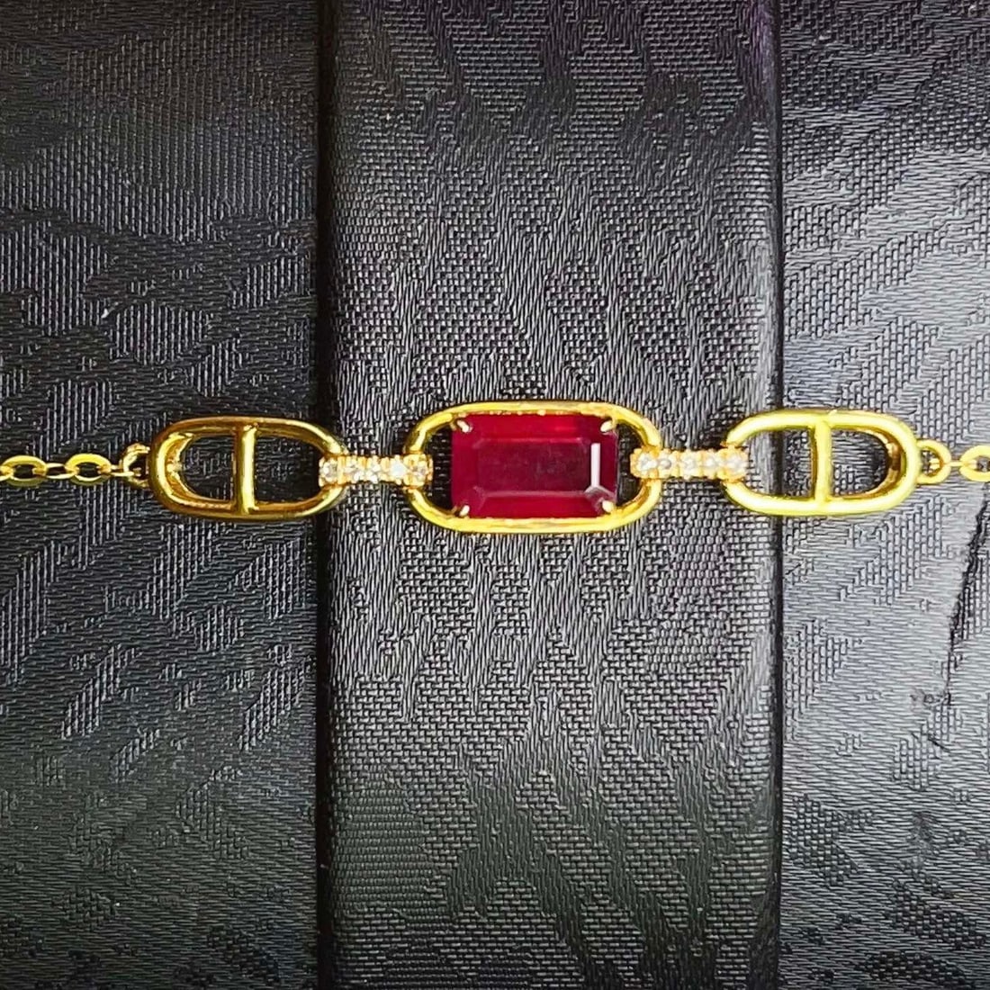 14k Gold 0.72 Ct Natural Ruby & Diamond Bracelet - 2