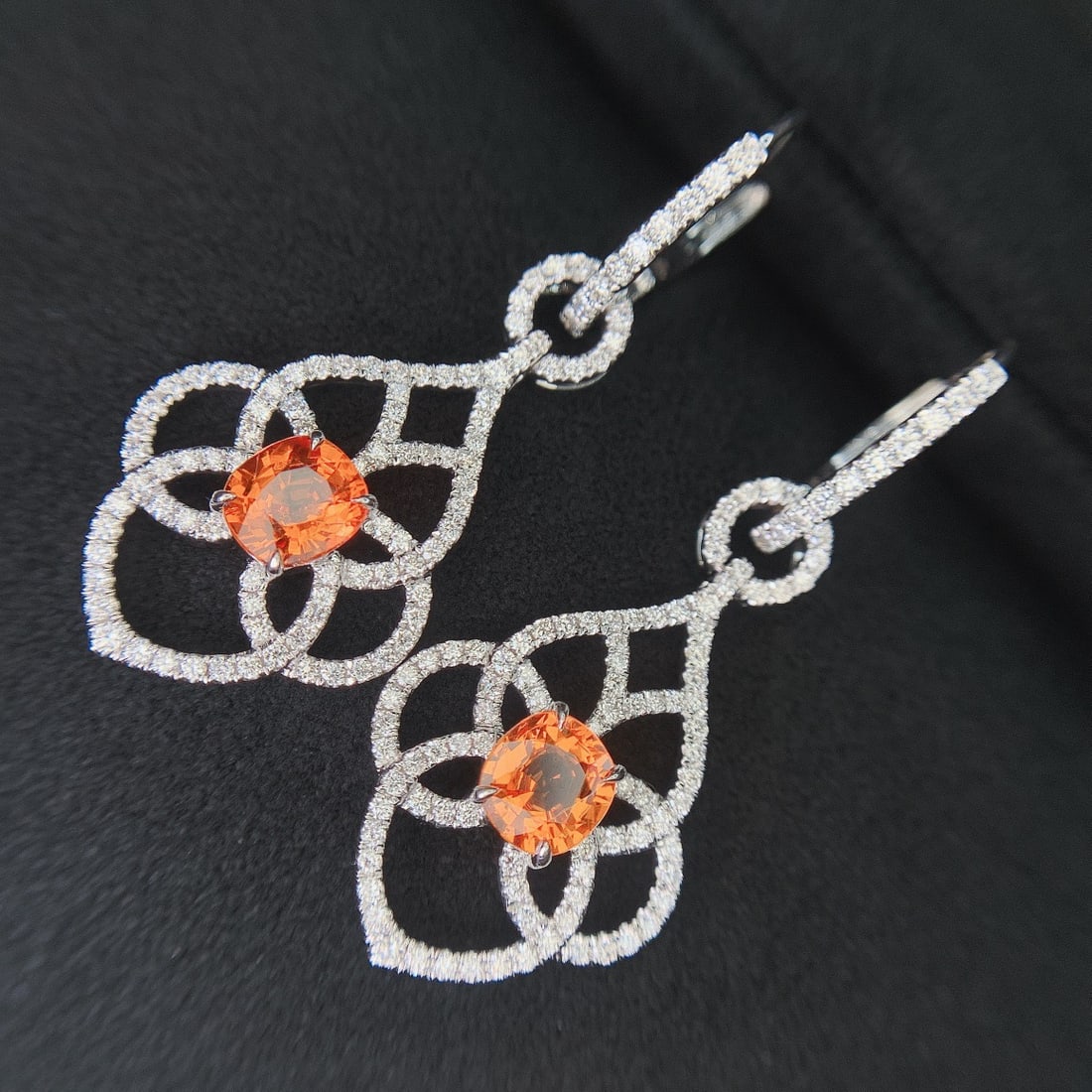 14k Gold 3.78 Ctw Natural Spessartine & Diamond Earrings/pendant( Without Chain ) - 5