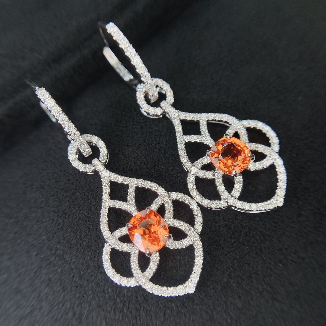 14k Gold 3.78 Ctw Natural Spessartine & Diamond Earrings/pendant( Without Chain ) - 6