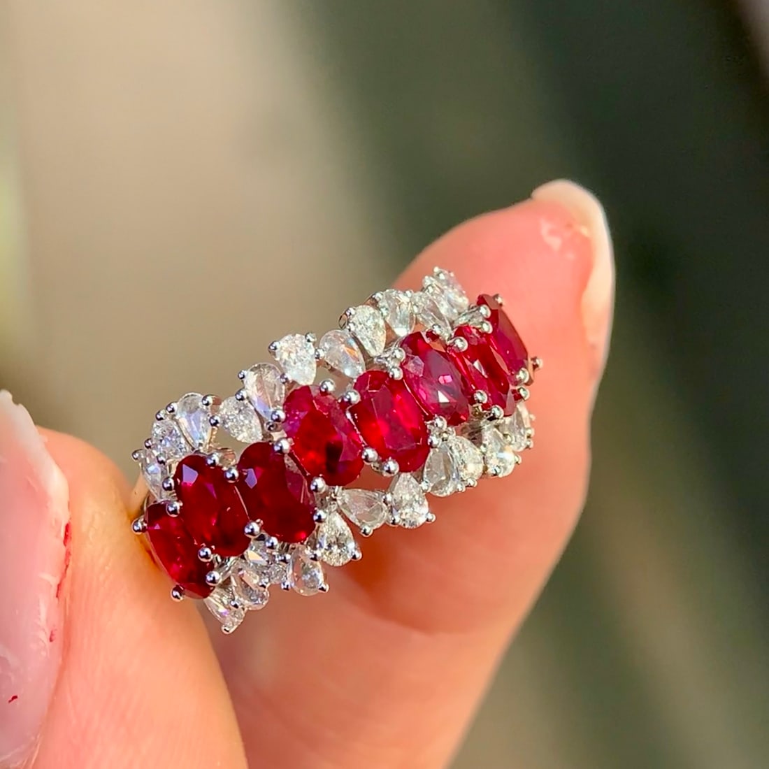 14k Gold 2.43 Ctw Natural Ruby & Diamond Ring - 7