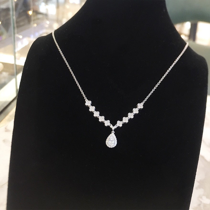 14k Gold 0.74 Ctw Natural H Diamond Necklace - 2