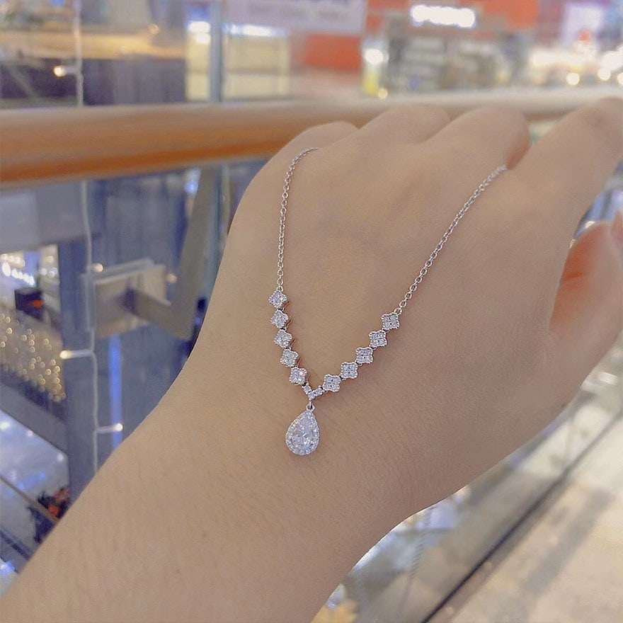 14k Gold 0.74 Ctw Natural H Diamond Necklace - 3