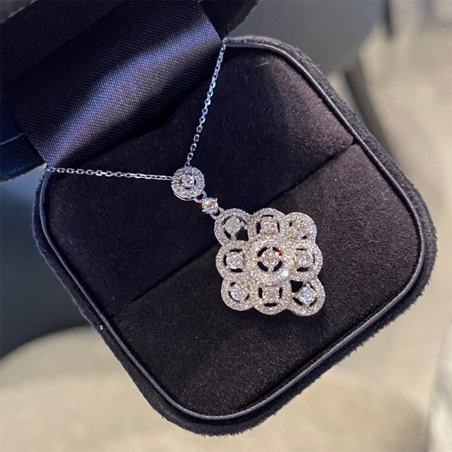 14k Gold 0.85 Ct Natural H Diamond Necklace: Ref:231140173 // gold content:14k gold // main gemstone:diamond // shape:round // carat weight:0. 85ct // clarity grade:vs-si // color:h // treatment:natural // cut grade:g // Condition: NewLow