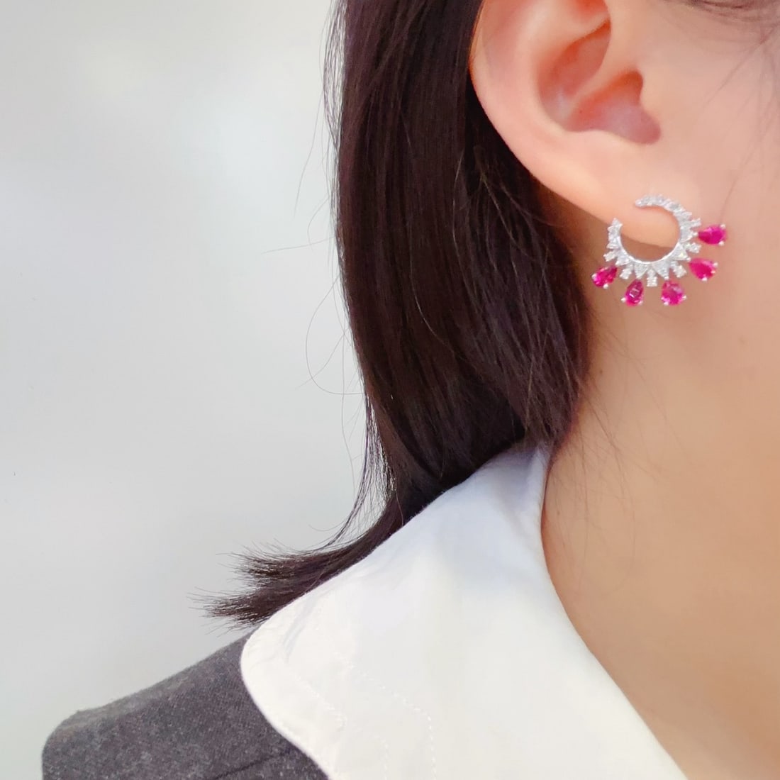 14k Gold 3 Ct Natural Tourmaline & Diamond Earrings - 5