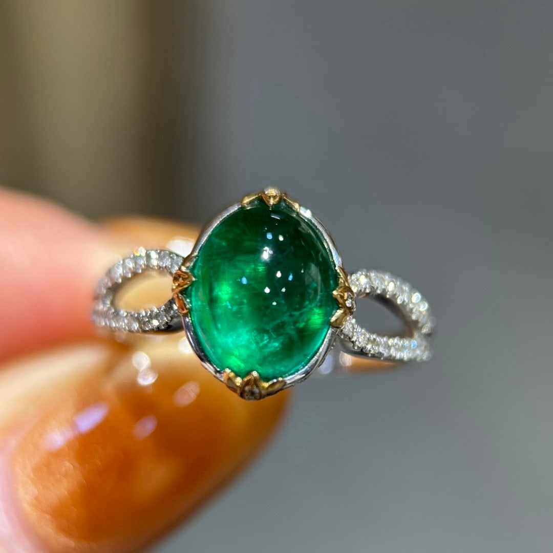 14k Gold 3.10 Ctw Natural Emerald & Diamond Ring - 2