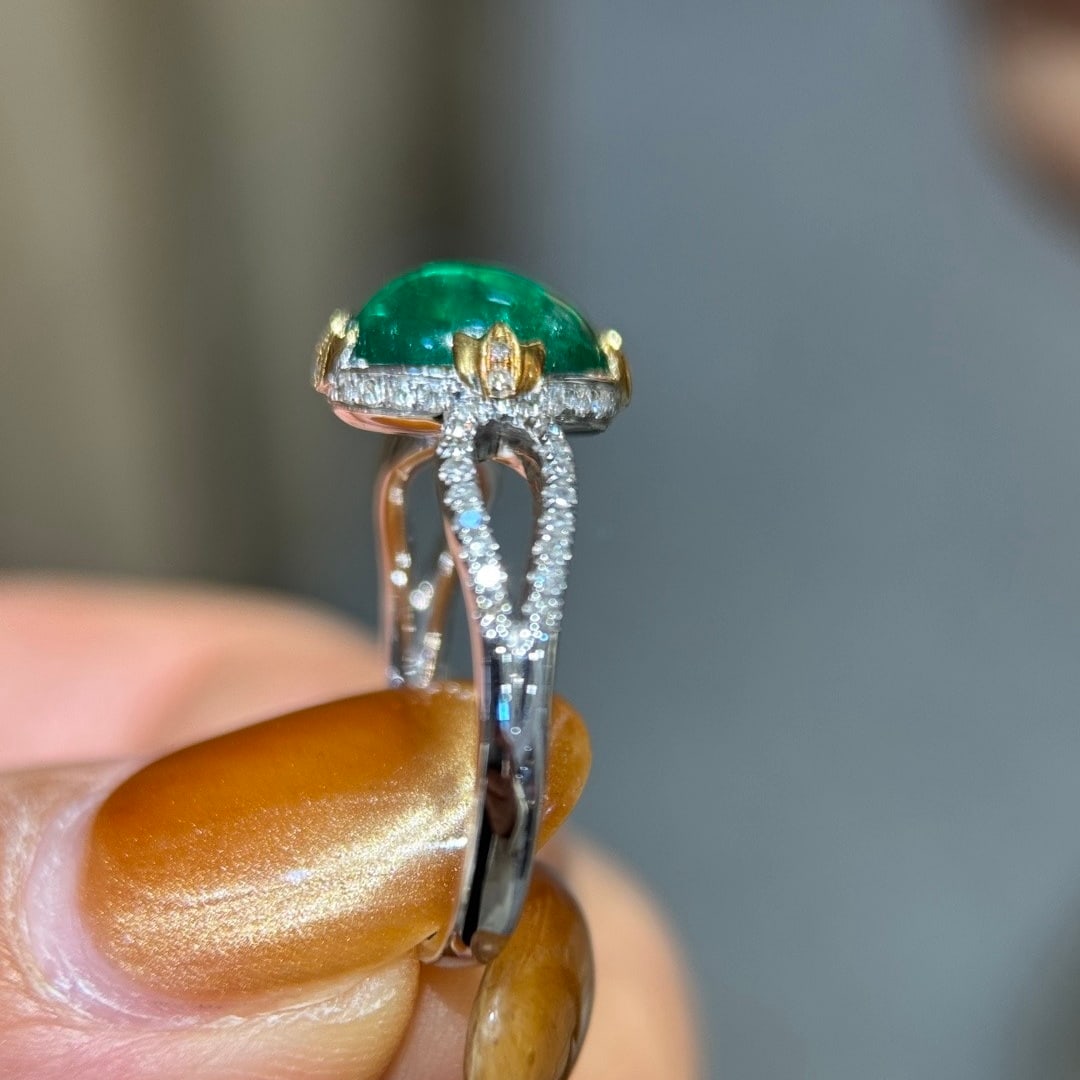 14k Gold 3.10 Ctw Natural Emerald & Diamond Ring - 3