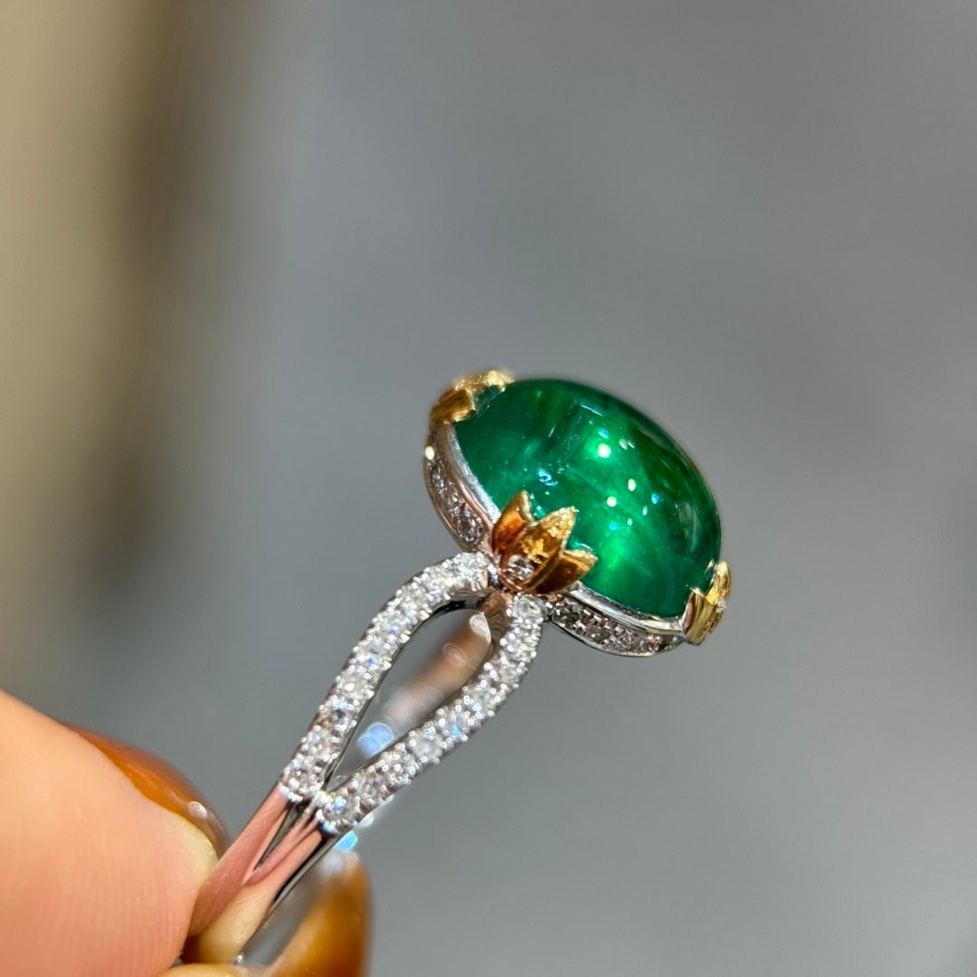 14k Gold 3.10 Ctw Natural Emerald & Diamond Ring - 5
