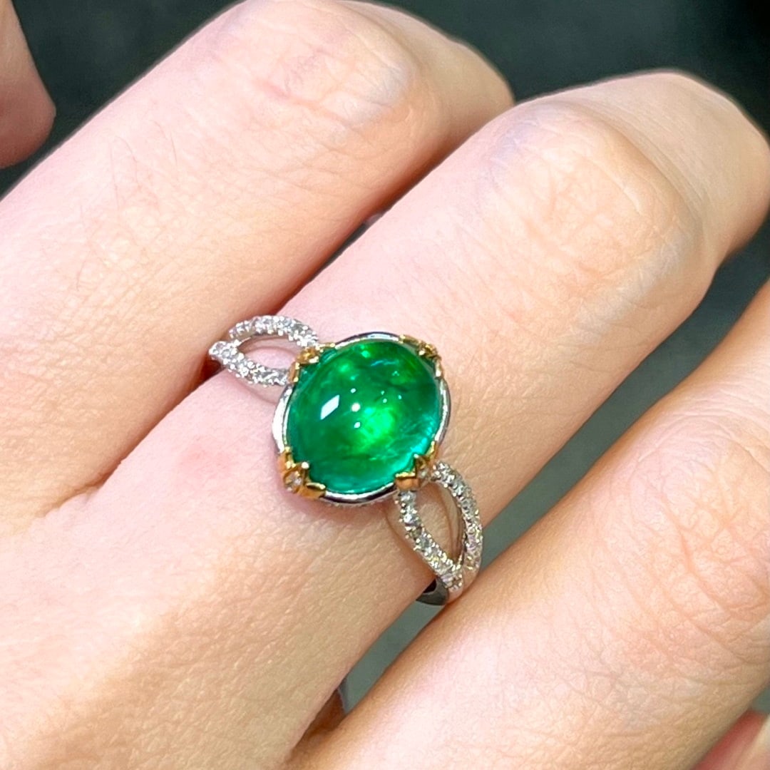 14k Gold 3.10 Ctw Natural Emerald & Diamond Ring - 6