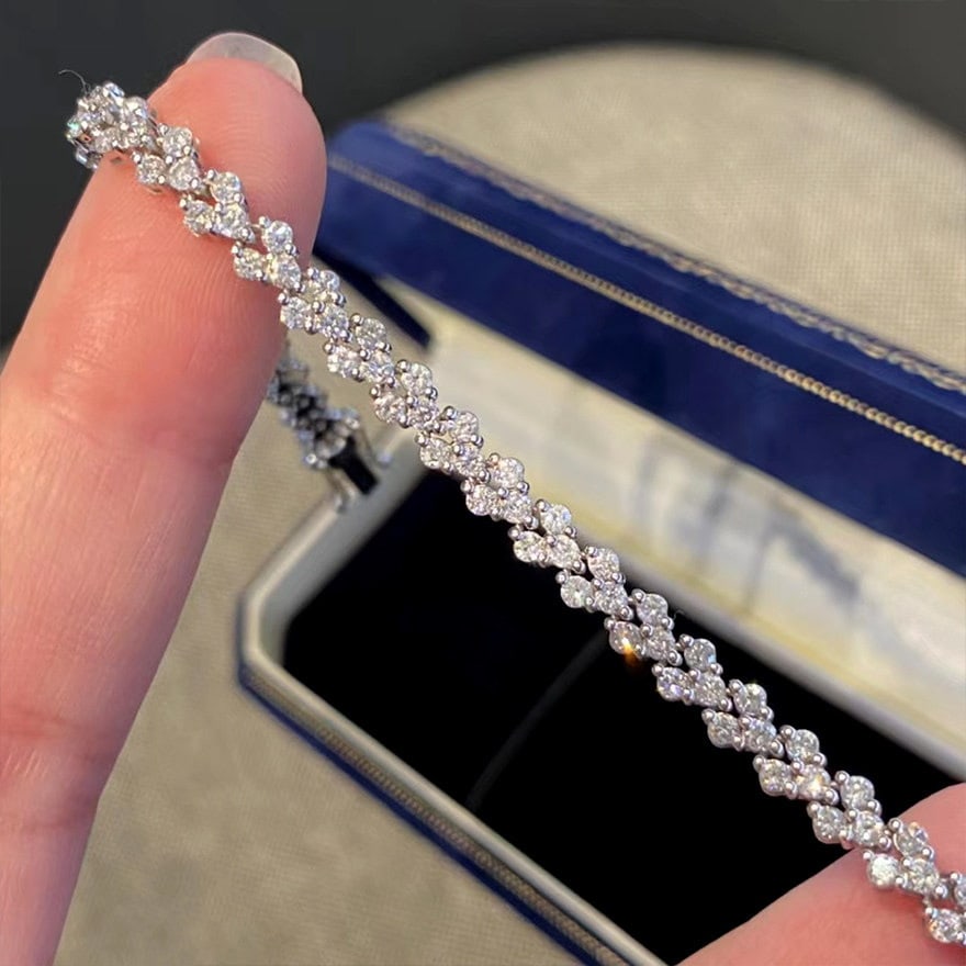 14k Gold 3.33 Ct Natural H Diamond Bracelet - 2