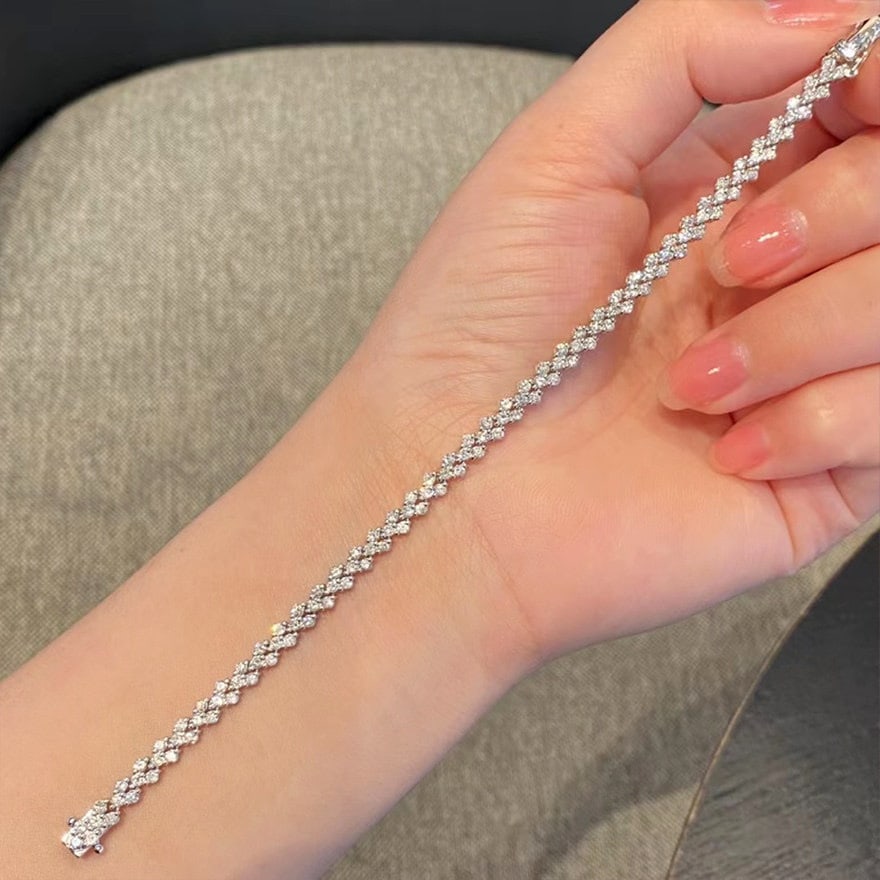 14k Gold 3.33 Ct Natural H Diamond Bracelet - 3