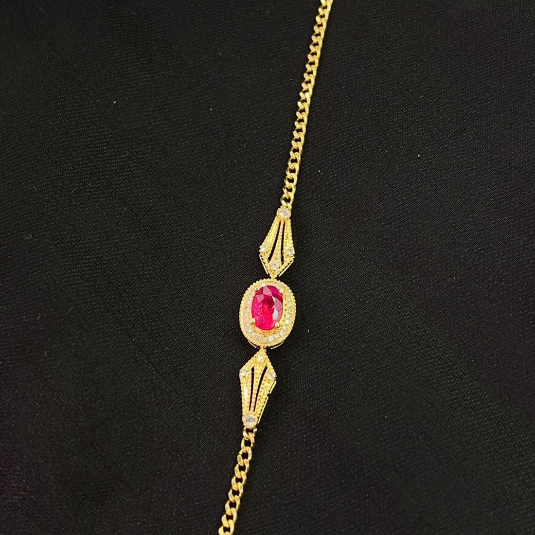 14k Gold 0.70 Ct Natural Ruby & Diamond & Sapphire Bracelet - 2