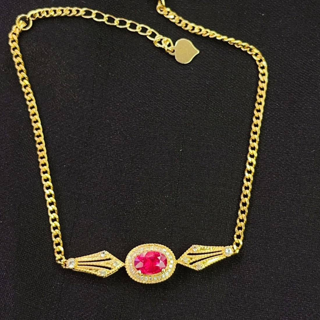 14k Gold 0.70 Ct Natural Ruby & Diamond & Sapphire Bracelet - 3