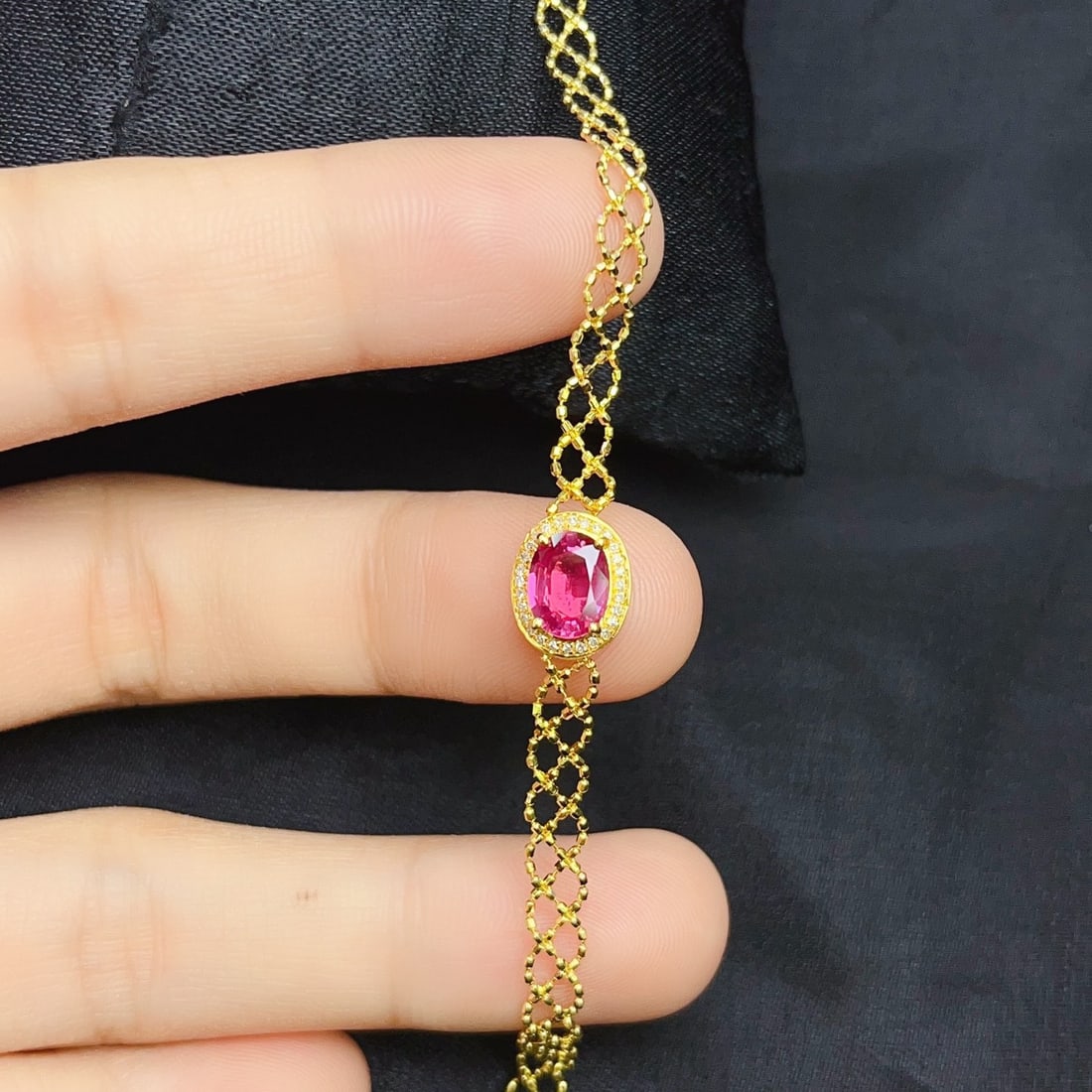 14k Gold 1.10 Ct Natural Ruby & Diamond Bracelet - 2