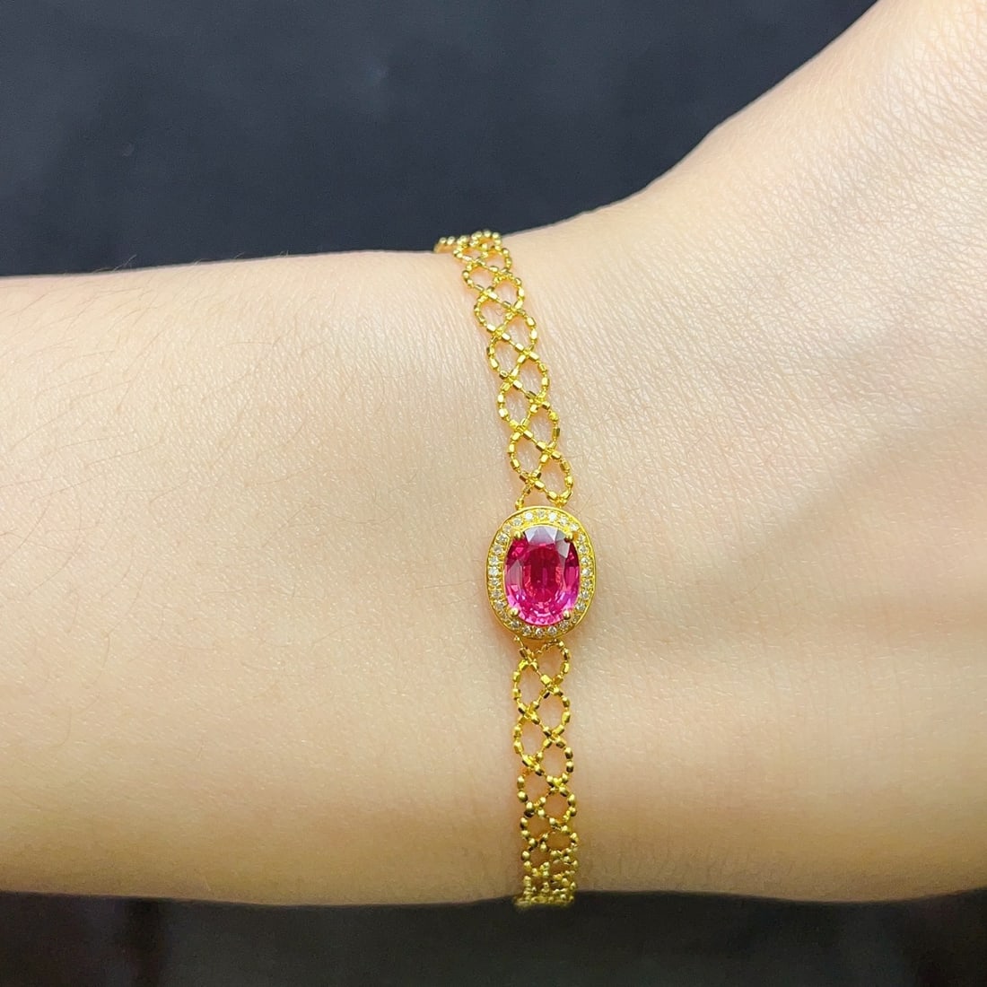 14k Gold 1.10 Ct Natural Ruby & Diamond Bracelet - 4
