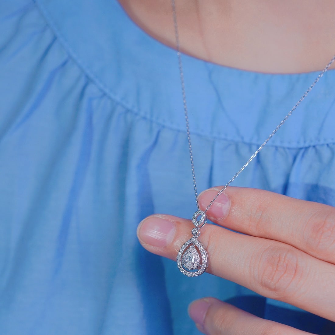 14k Gold 0.45 Ctw Natural H Diamond Necklace - 6