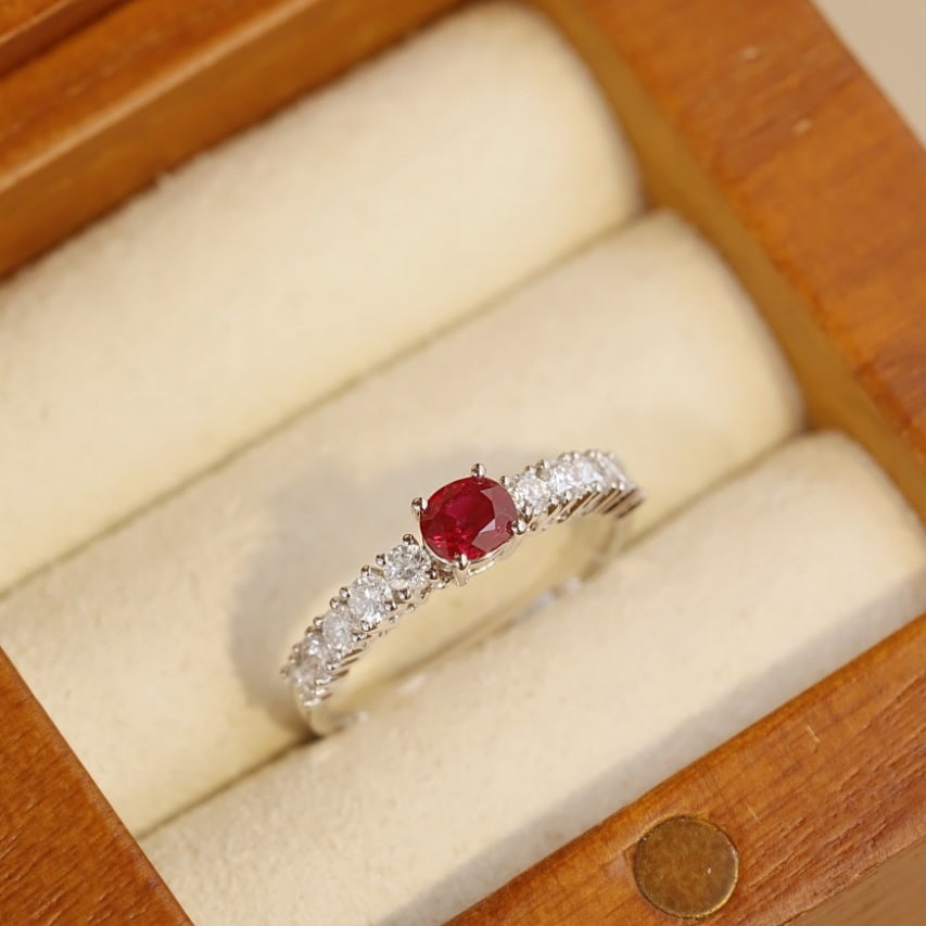 14k Gold 0.80 Ctw Natural Ruby & Diamond Ring - 3