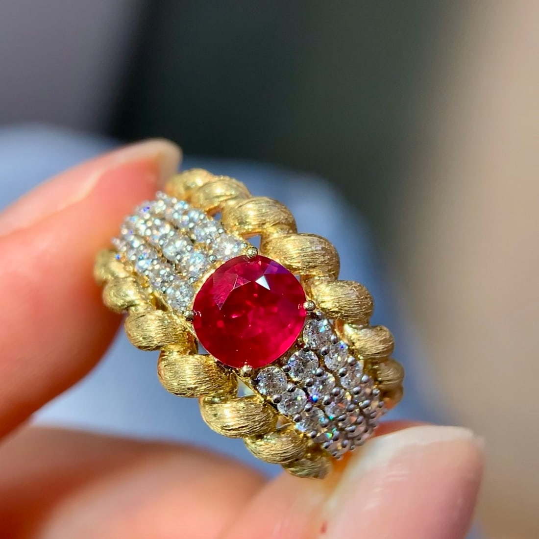 14k Gold 1.79 Ctw Natural Ruby & Diamond Ring - 8