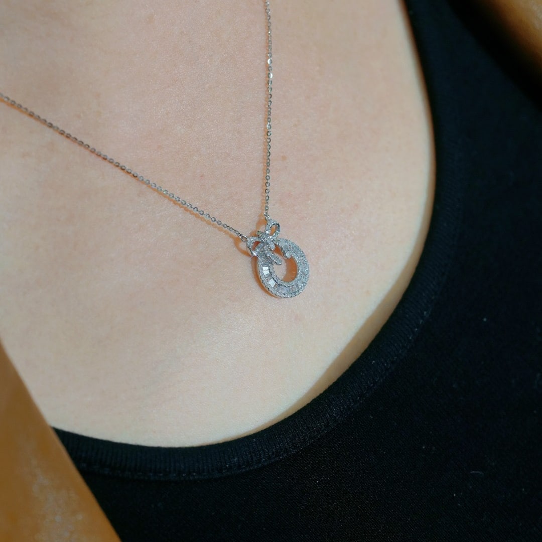 14k Gold 0.45 Ct Natural H Diamond Necklace - 2