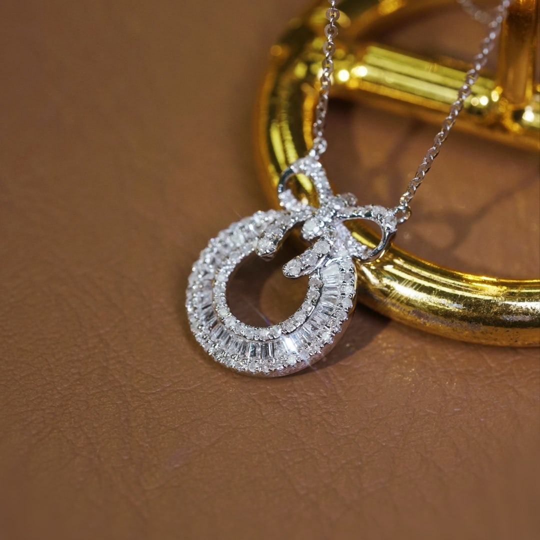 14k Gold 0.45 Ct Natural H Diamond Necklace - 5