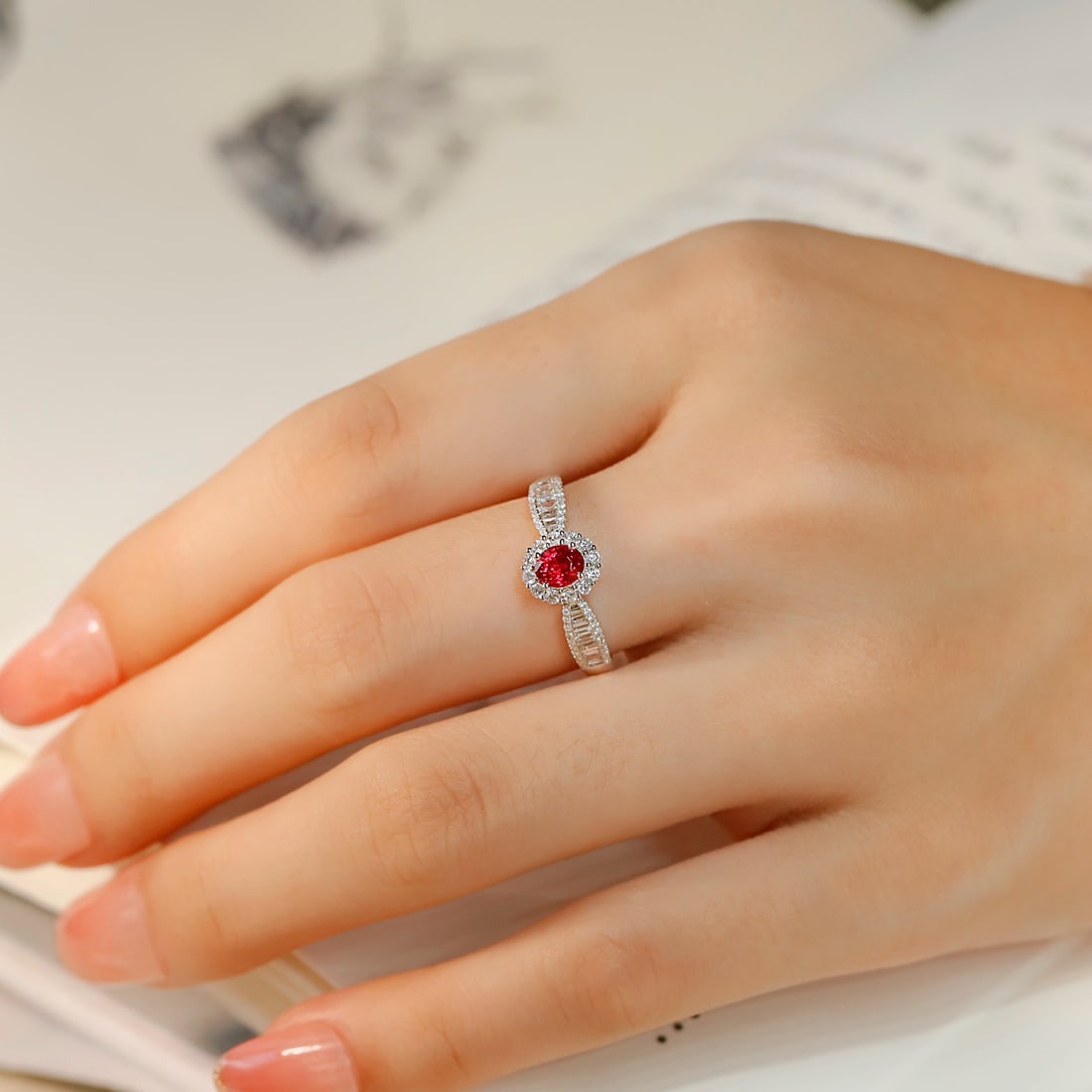 14k Gold 0.79 Ctw Natural Ruby & Diamond Ring - 3