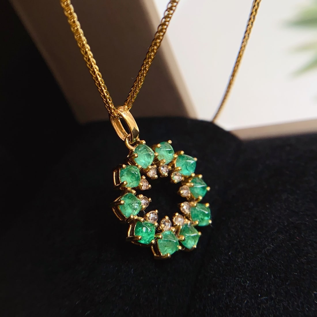 14k Gold 2.00 Ct Natural Emerald & Sapphire Pendant( Without Chain ) - 3