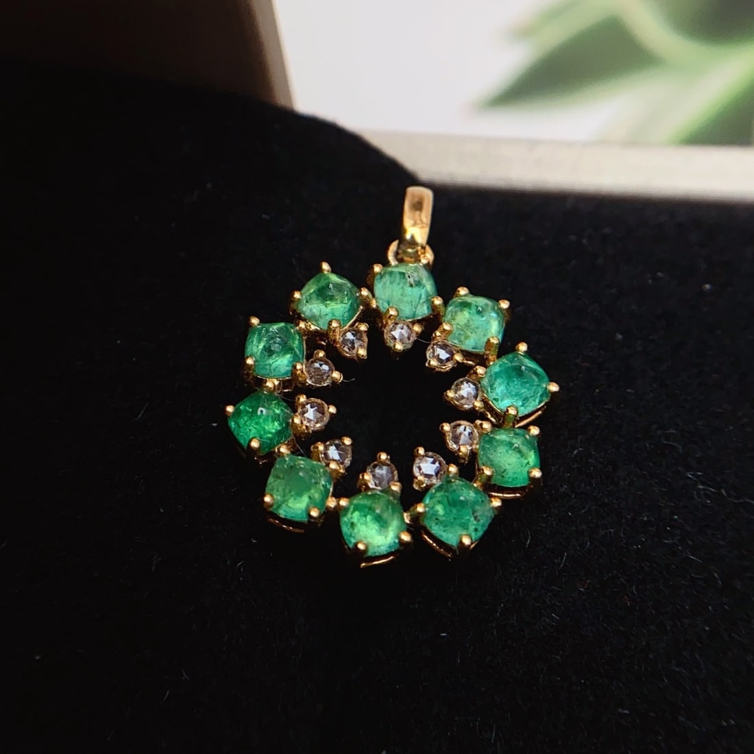 14k Gold 2.00 Ct Natural Emerald & Sapphire Pendant( Without Chain ) - 5