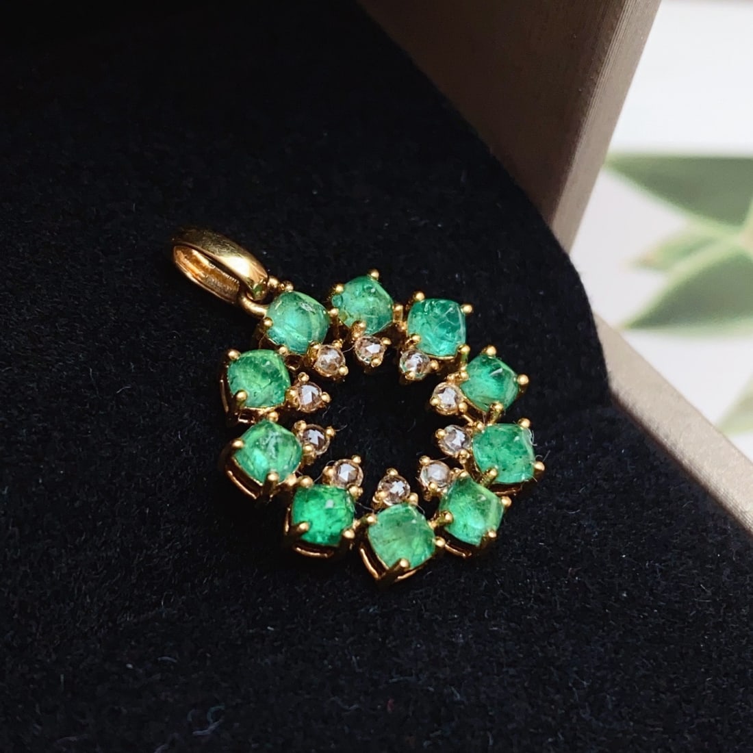 14k Gold 2.00 Ct Natural Emerald & Sapphire Pendant( Without Chain ) - 6