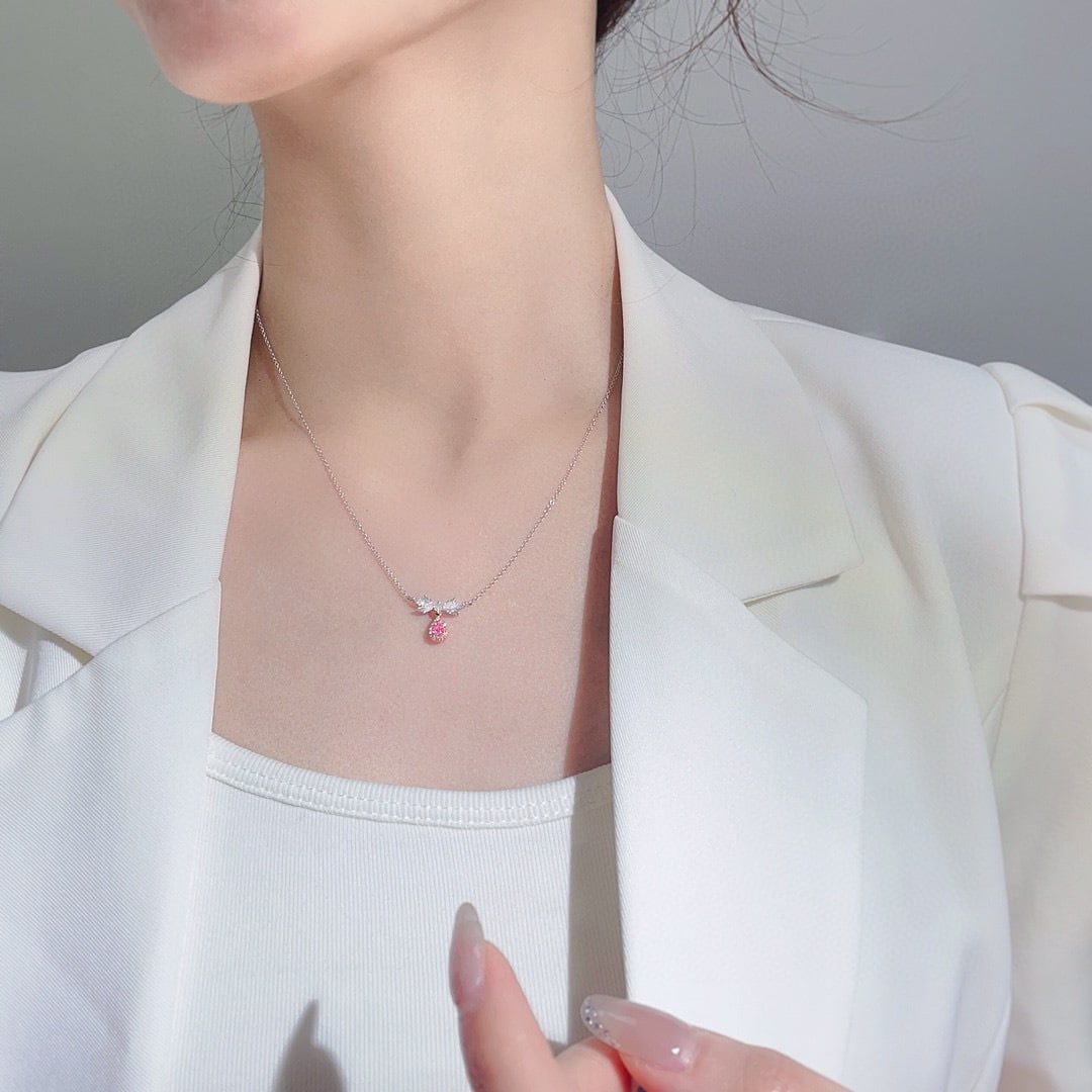 14k Gold 0.43 Ctw Natural Pink Diamond & Diamond Necklace - 2