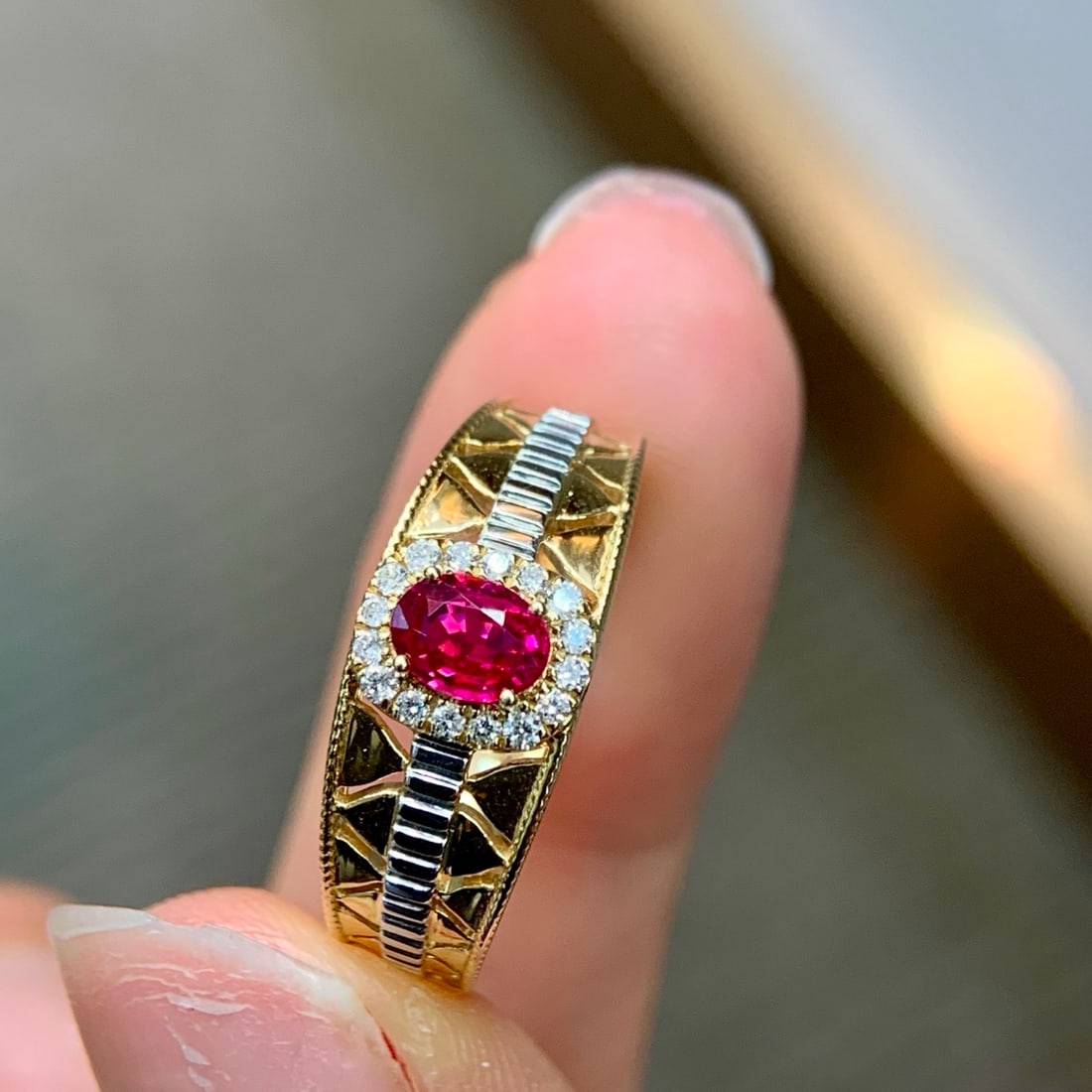 14k Gold 0.52 Ctw Natural Ruby & Diamond Ring - 2