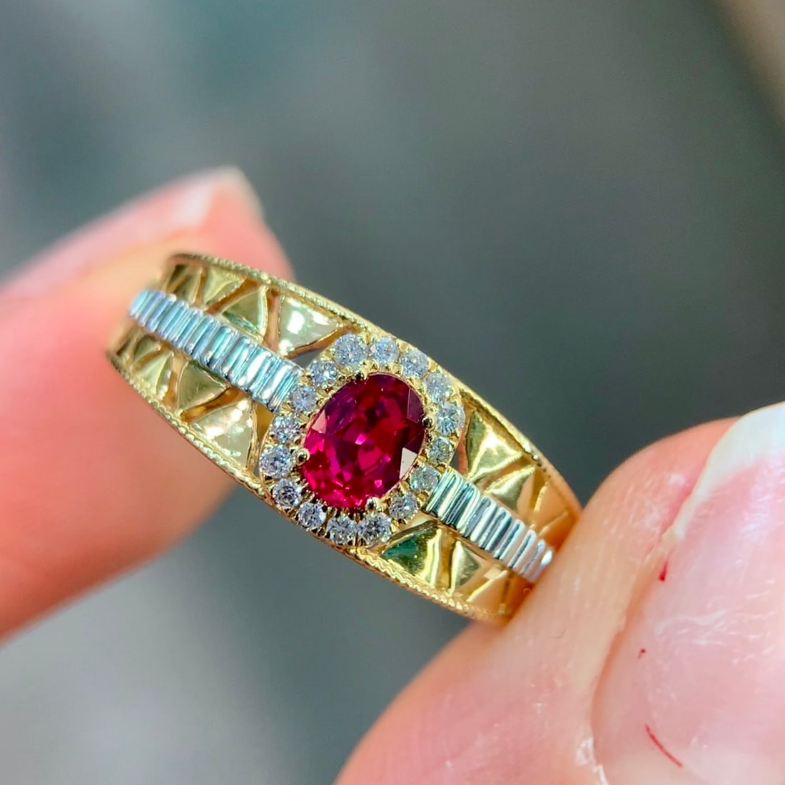 14k Gold 0.52 Ctw Natural Ruby & Diamond Ring - 4