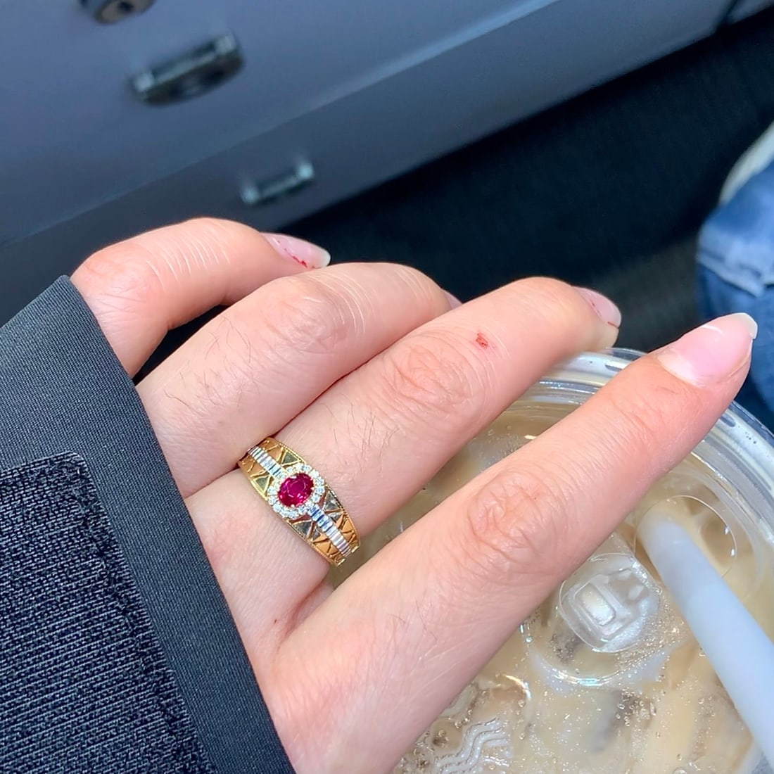 14k Gold 0.52 Ctw Natural Ruby & Diamond Ring - 7