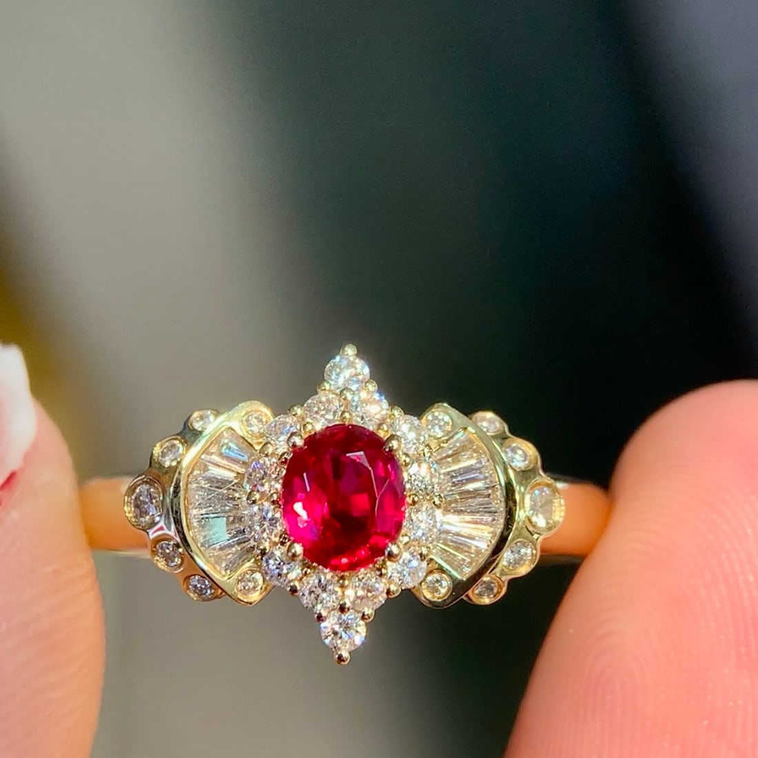 14k Gold 0.80 Ctw Natural Ruby & Diamond Ring (1 of 7)