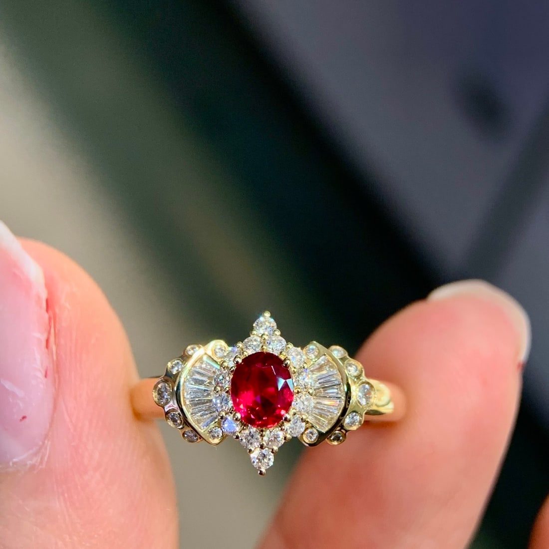 14k Gold 0.80 Ctw Natural Ruby & Diamond Ring - 6