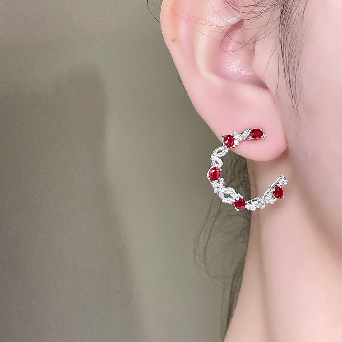 14k Gold 2.28 Ctw Natural Ruby & Diamond Earrings - 5