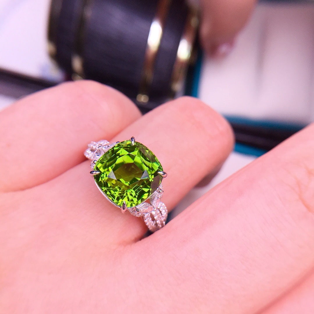 14k Gold 7.1 Ct Natural Tourmaline & Diamond Ring - 6