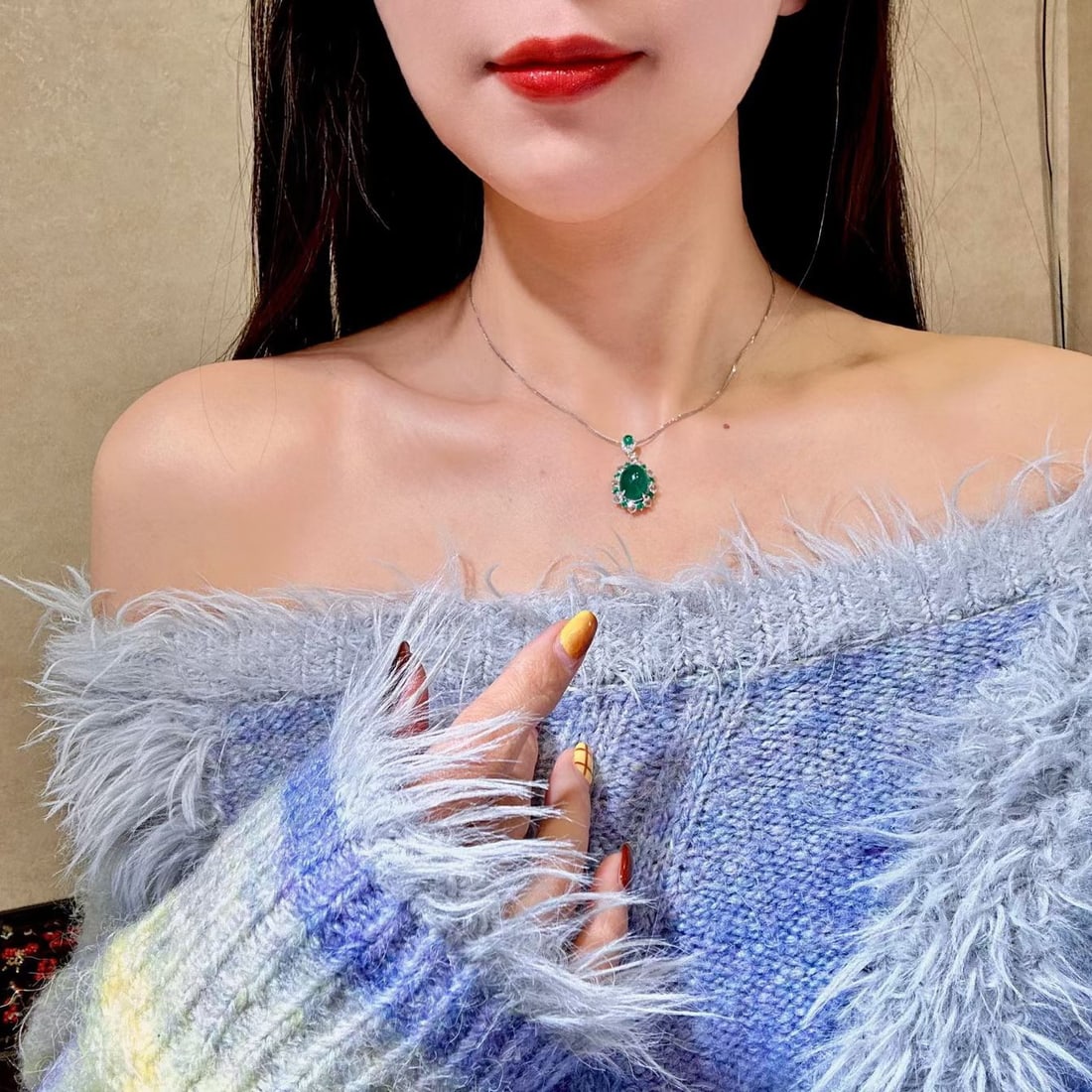 14k Gold 6.21 Ctw Natural Emerald & Emerald Pendant( Without Chain ) - 4