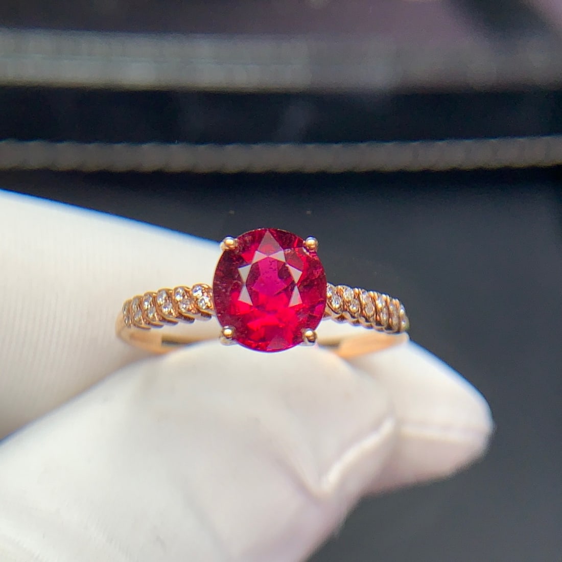 14k Gold 1.6 Ct Natural Tourmaline & Diamond Ring - 5