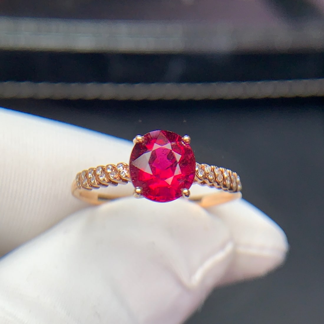 14k Gold 1.6 Ct Natural Tourmaline & Diamond Ring - 6