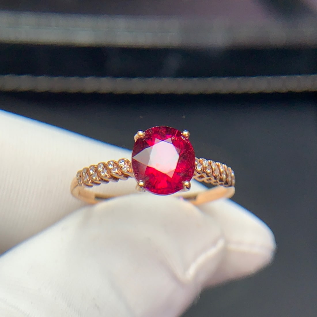 14k Gold 1.6 Ct Natural Tourmaline & Diamond Ring - 7