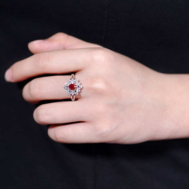 14k Gold 0.94 Ctw Natural Ruby & Diamond Ring/pendant( Without Chain ) - 7