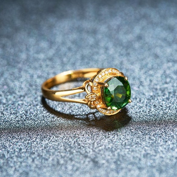 14k Gold 2.8 Ct Natural Tourmaline & Diamond Ring - 2