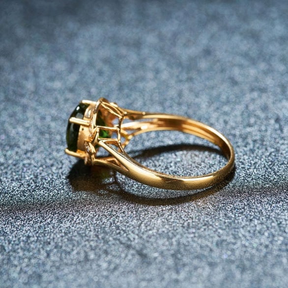 14k Gold 2.8 Ct Natural Tourmaline & Diamond Ring - 4